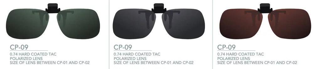 CP-09 clip-on sunglasses, set of 3 assorted styles