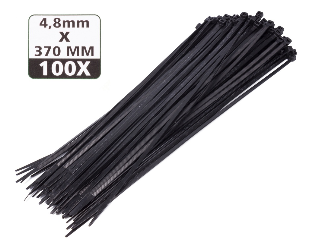 Attaches de câble 4,8 x 370 mm 100 pièces noir 