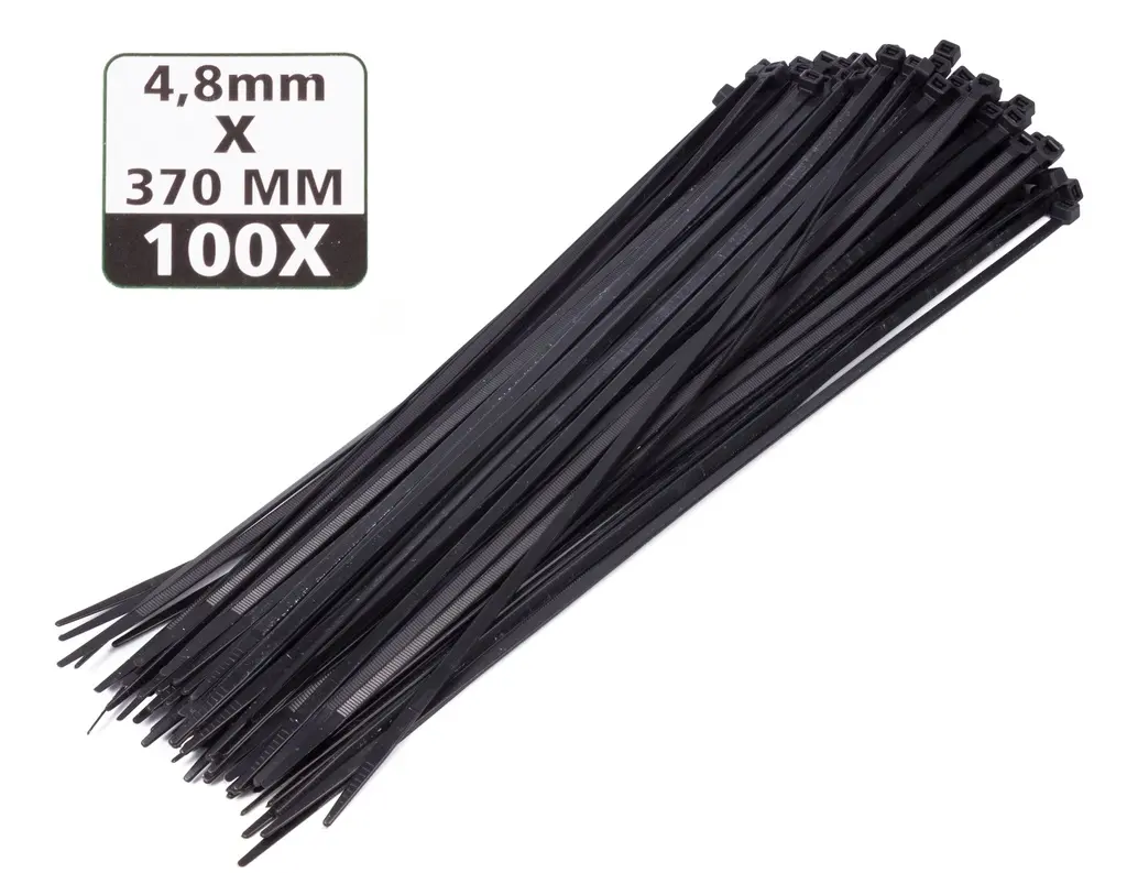 Cable fasteners 4.8 x 370 mm 100 black rooms
