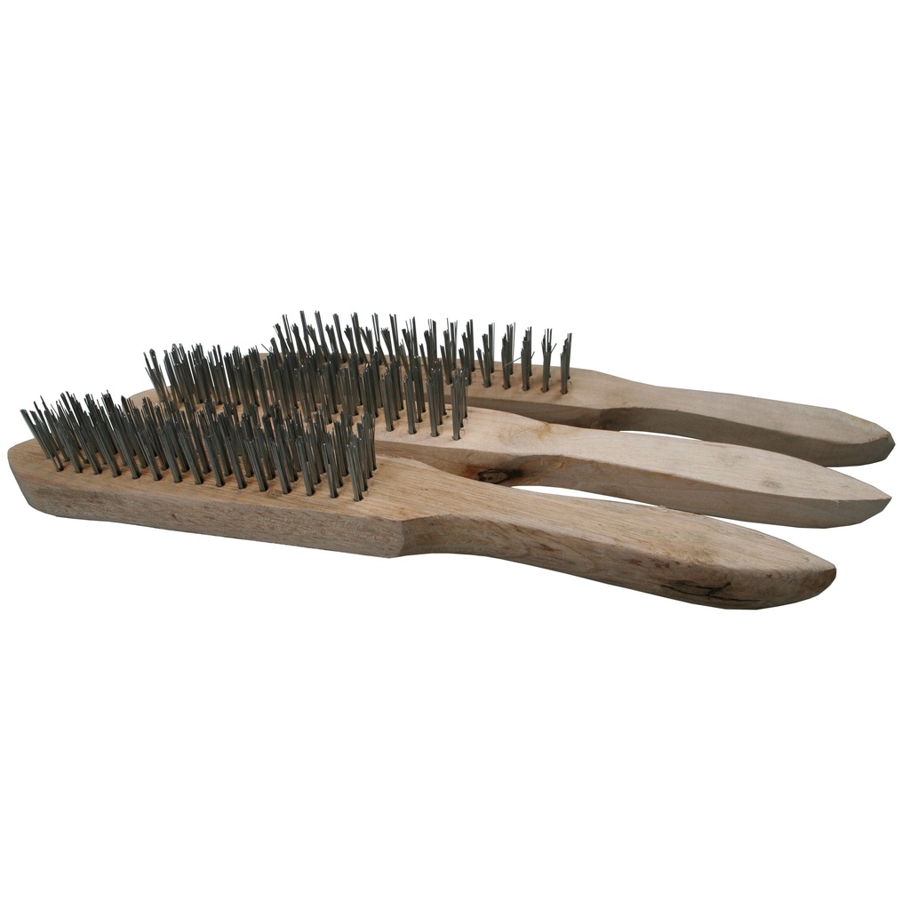 Brosse en acier 3 pièces bois 