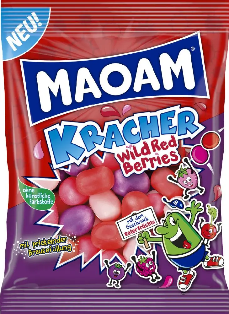 maoam kracher avec berr rouge. Sachet de 200g 