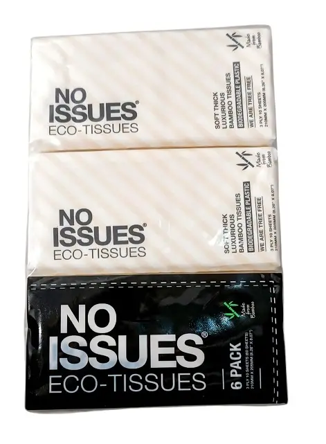 Bamboo tissues 3-ply, pack of 6 pouches, 210x205mm