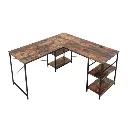 [D464Y-RST] Bureau convertible en L avec étagères, marron Rustique