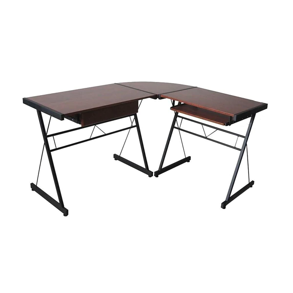 Table de bureau en L Marron foncé