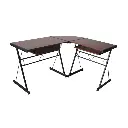 [HOP1000878-3  ZEN07] L-shaped desk table Dark brown