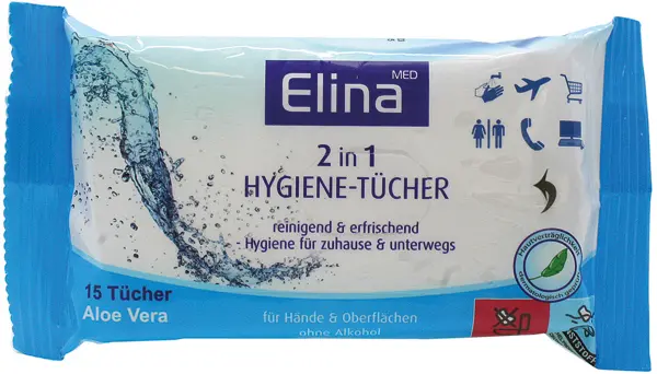 [62233ZEN06  ] Lingettes hygiène 15pc Elina 2en1, 18,5 x 11 cm