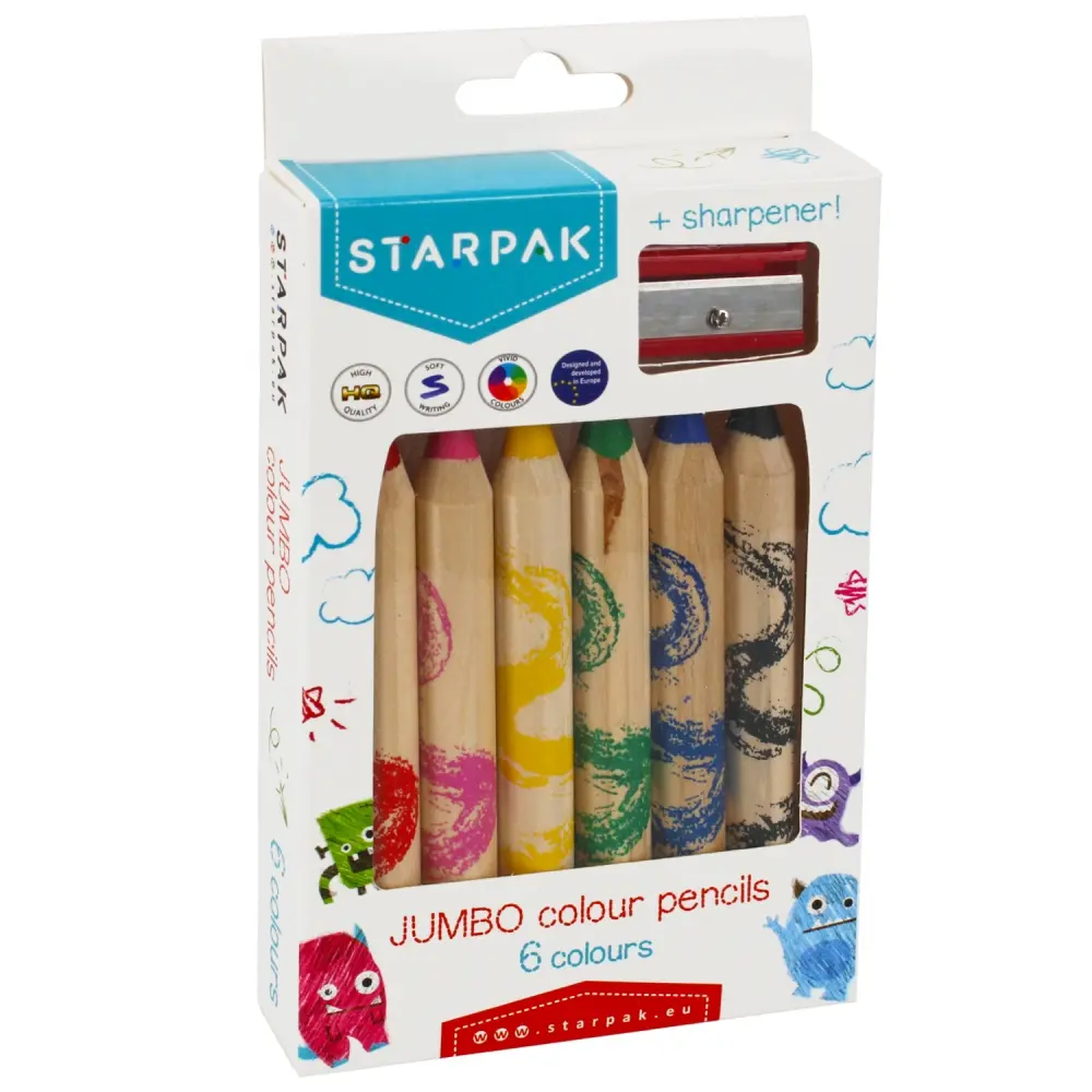 6 Jumbo color pencils + pencil tail