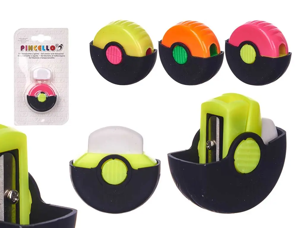 Round eraser leaflet set, 4 matching