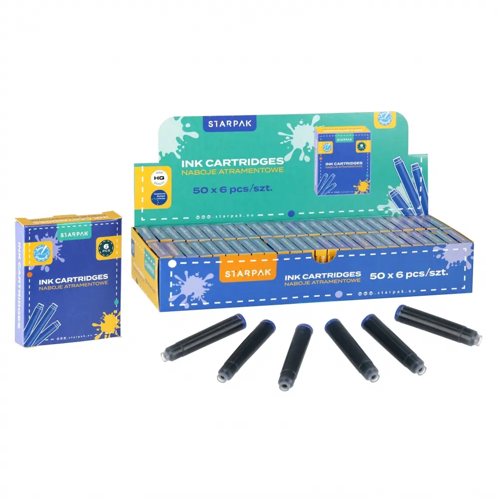 Cartouches encre pour plumes, bleu 6pcs