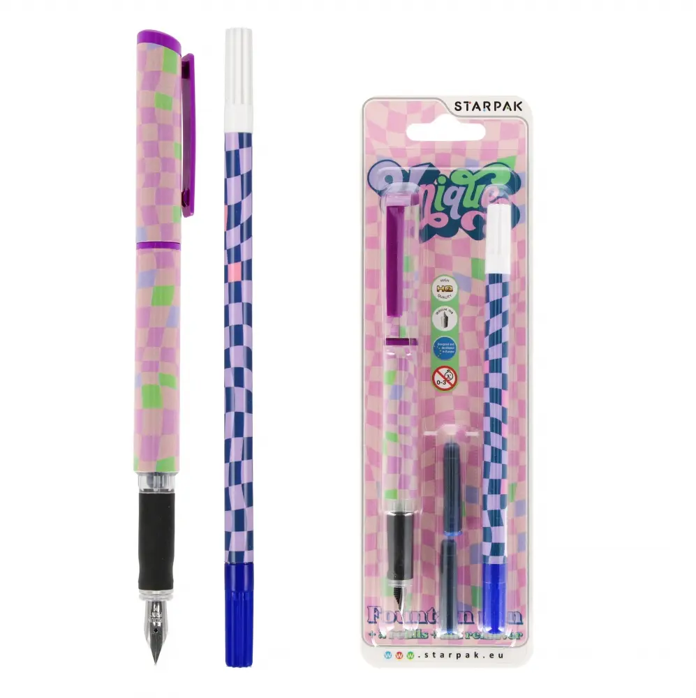 Stylo + 2 cartouches + gomme unique starpak 