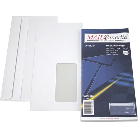 Enveloppes 25pc longue avec fenêtre SK 11x22c