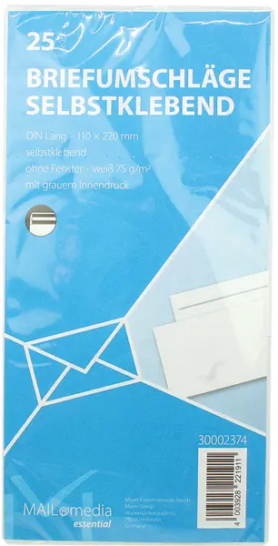 25 Self-Adhesive Long Envelopes 110x220mm