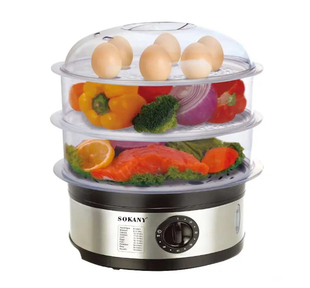 3-Tier Steamer 11L Capacity - 650W Brushed Steel