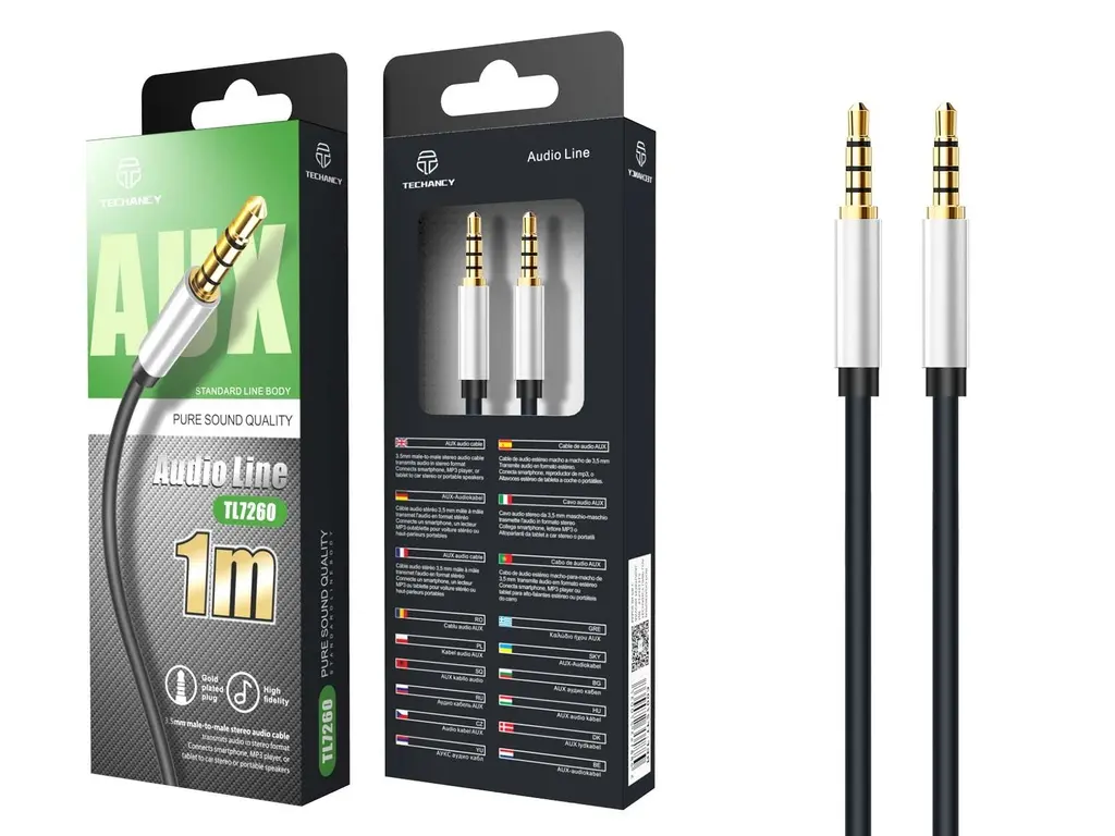 Audio cable jack 3.5mm - 1 meter, white