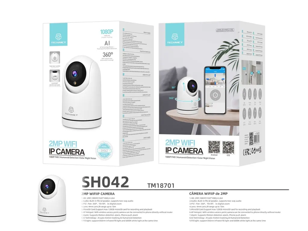 Camera de surveillance Wi-Fi interieure a 360° 