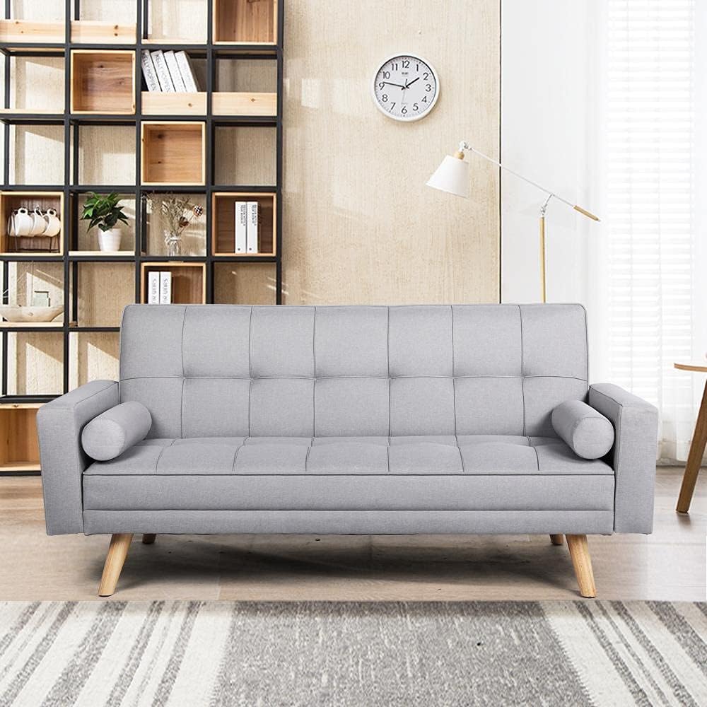 Canapé Convertible Style Scandinave Gris Clair