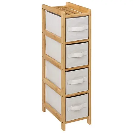 Slim 4-Tier Storage Shelf Tidy Box - Beige, 33x19x78 cm