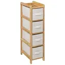 [174903 ZEN06] Étagère fine 4 rangements Tidy Box beige - 33x19x78 cm