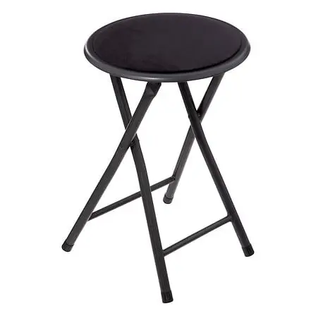 [164759C ZEN06] Tabouret pliant velours noir, noir