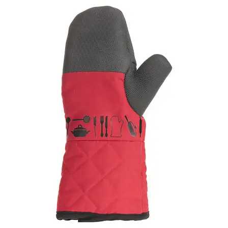 [135293A ZEN06] Gant cuisine textile + neoprene, rouge