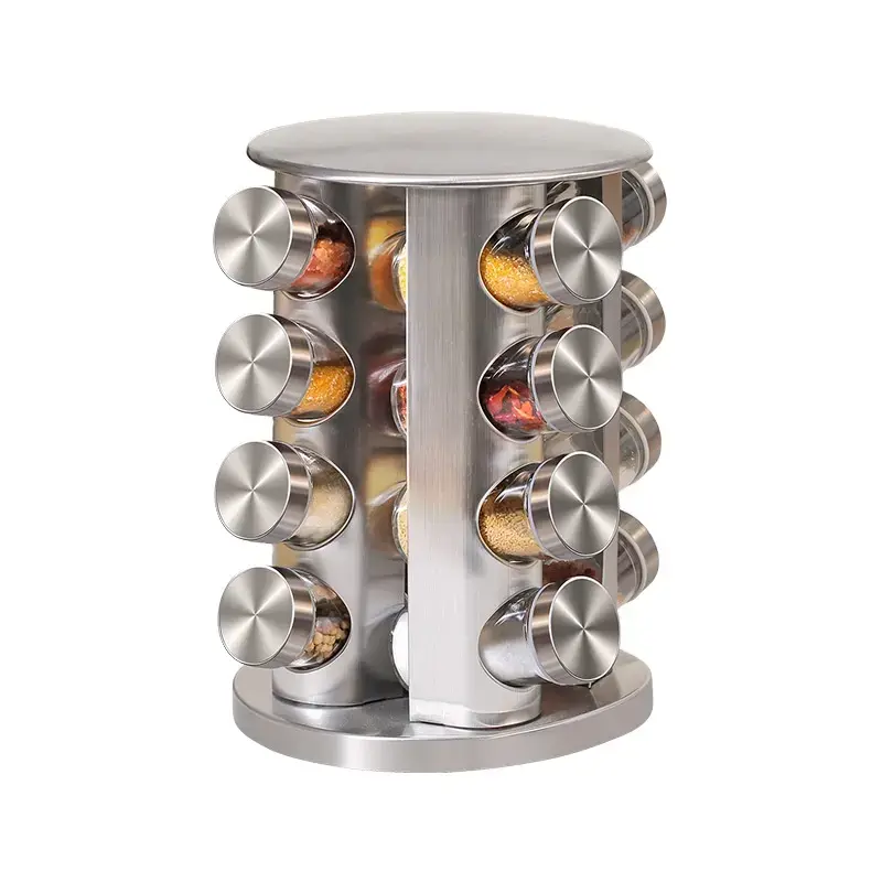 Carousel à  épices avec 16 pots en verre pour assaisonner ses plats -  Rotation à  360°