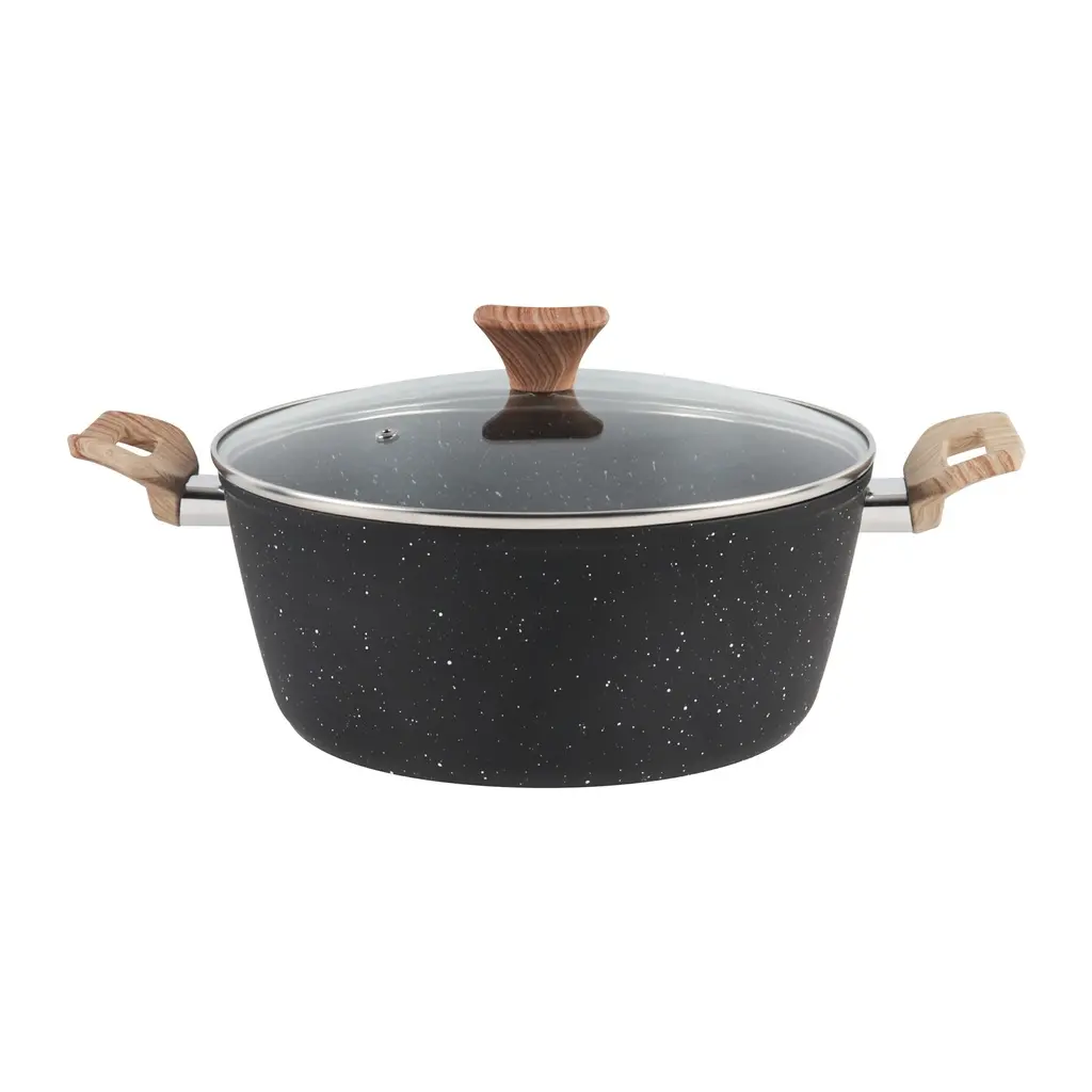 Black forged aluminum saucepan