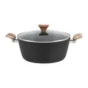 [CASSA] Black Forged Aluminum Saucepan 26 x 11 cm, Marble Coating