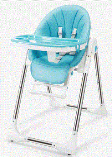 Foldable Baby High Chair Blue - Removable Tray