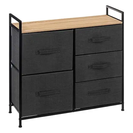 [138933 ZEN06] Tissa Dark Gray 5-Drawer Storage Unit