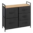 [138933 ZEN06] Meuble Rangement 5 tiroirs Tissa gris foncé