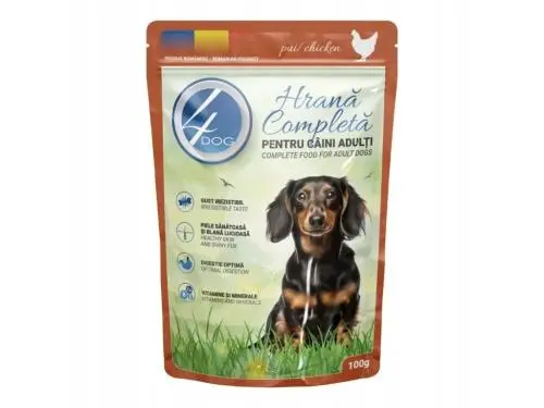 [5949060208108 ZEN06] 4DOG Nourriture humide pour chiens 100 g, Poulet Adult