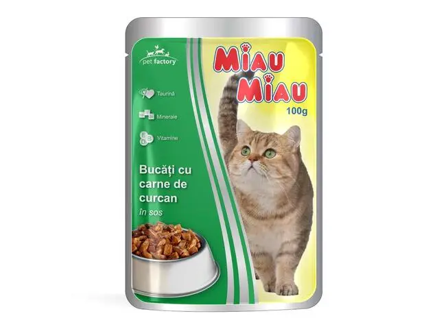 Miau Miau Nourriture humide pour chat 100 g, dinde