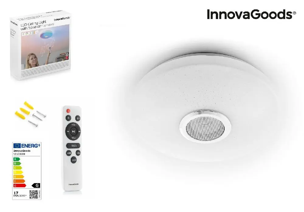 LUMAVOX innov LED ceiling light with loudspeaker