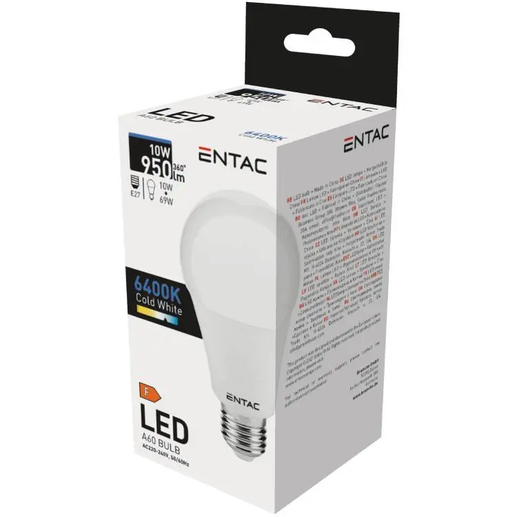 Entac LED Bulb 10W E27 6400K, 1 Piece