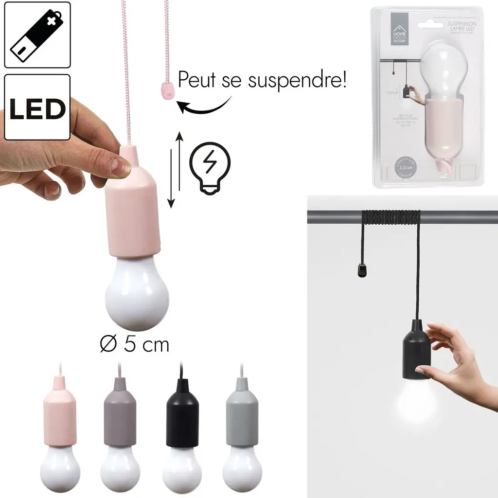 [LA10470 ZEN06  ] Suspension lampe led ampoule coloree 5cm 