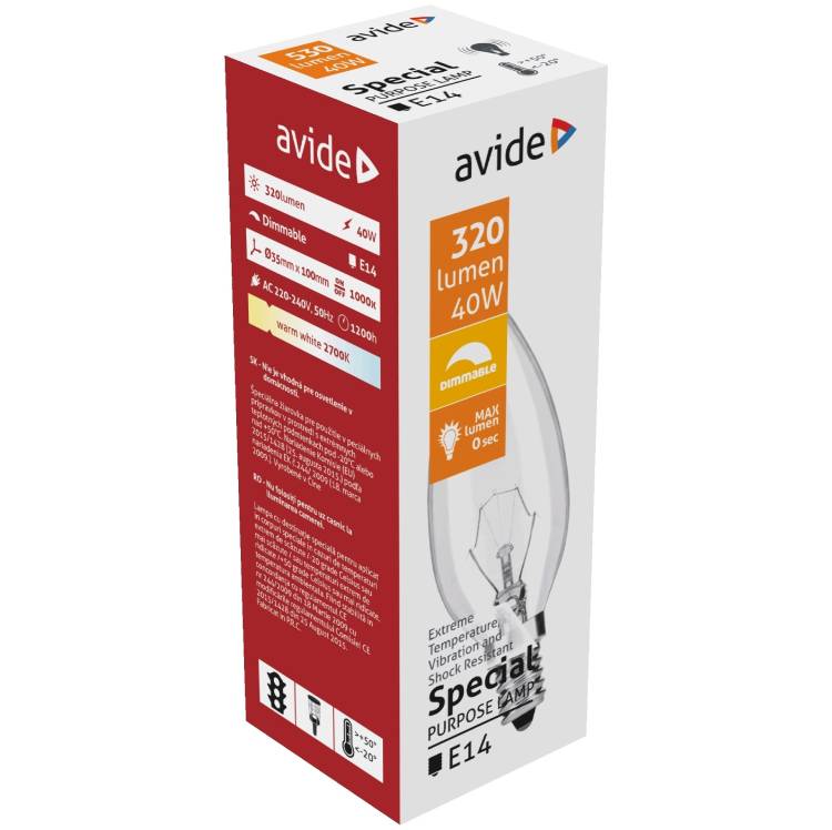 Ampoule Avide Spéciale C35 40W E14 1pc