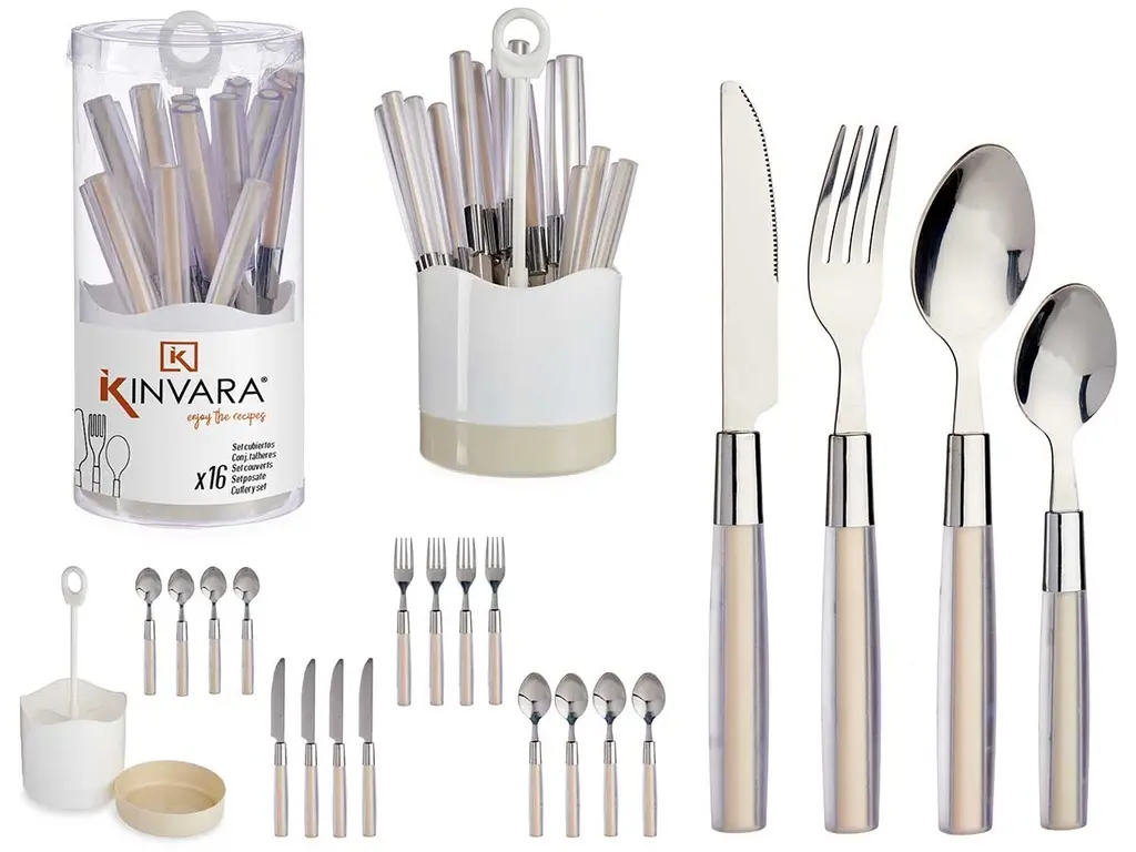 [92343 ZEN06] Set de 16 couverts Kinvara inox