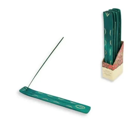 [818326013044 ZEN11] Green wooden censer 26 cm