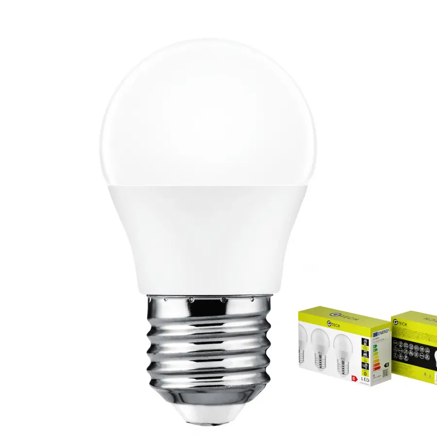 LOT DE 3  Ampoule LED G-TECH, B45, E27, 5,0 W, 400 lm, 3000