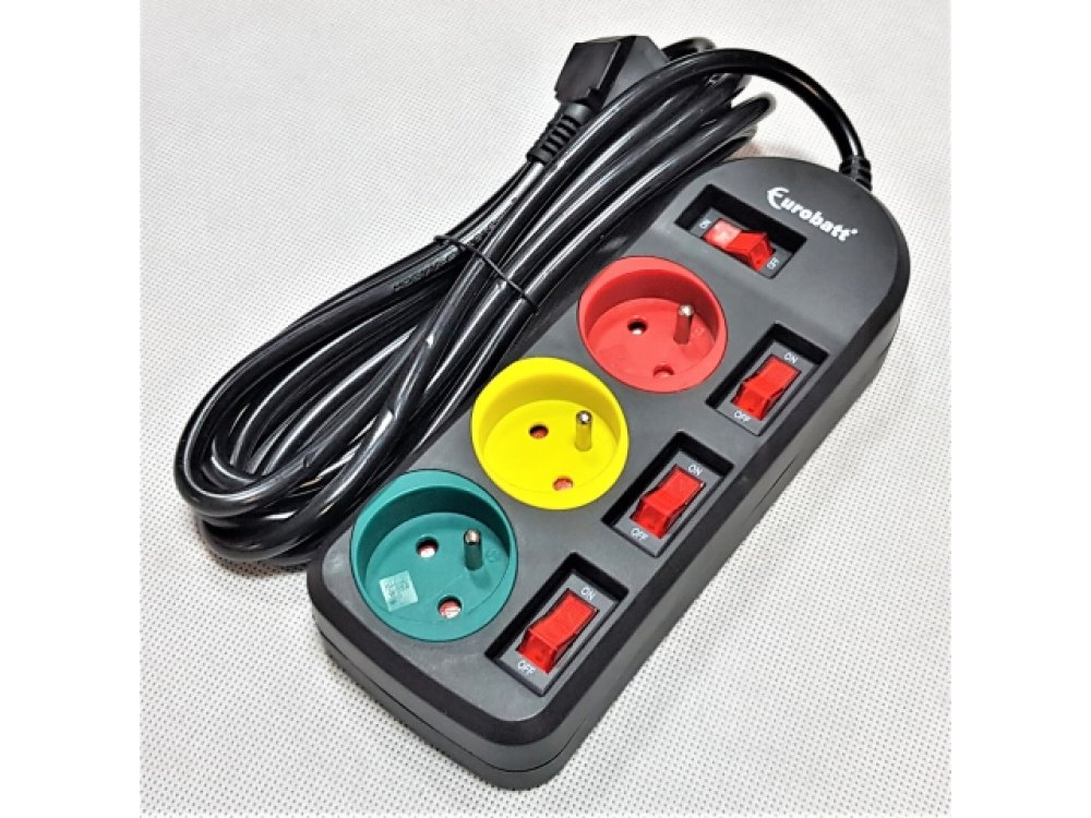 Extension cord 3 sockets, pin and rod 3 m