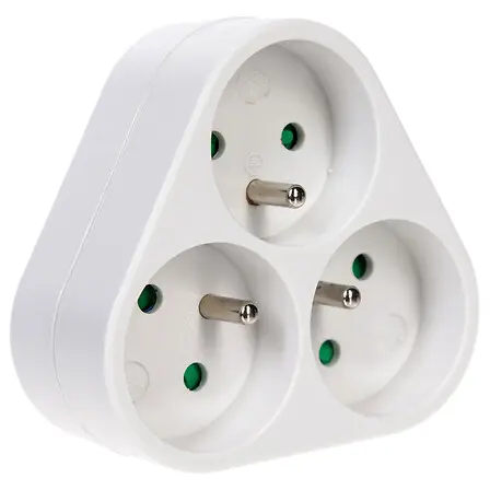 3-ground wall power strip, white
