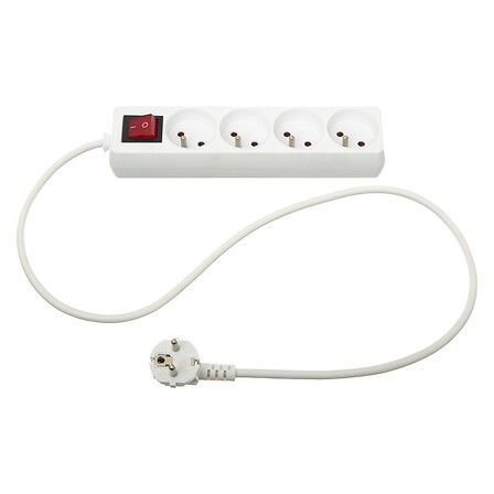 4-ground power strip, white