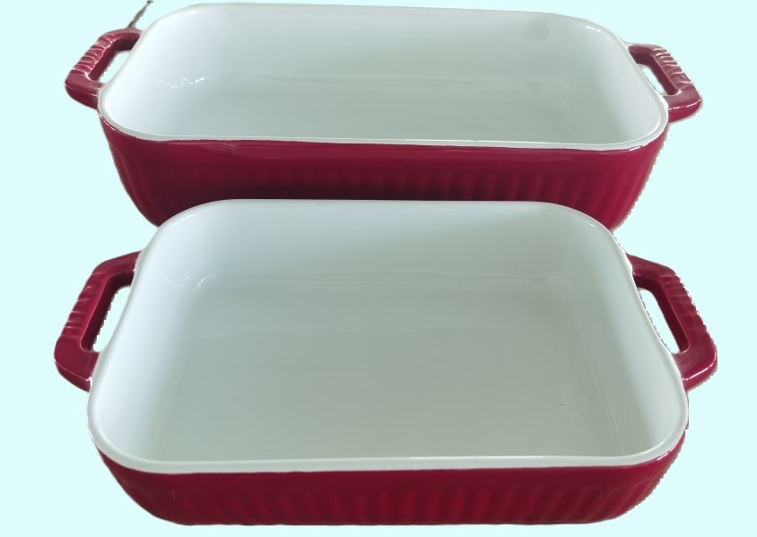 Set of 2 Red Ceramic Baking dishes