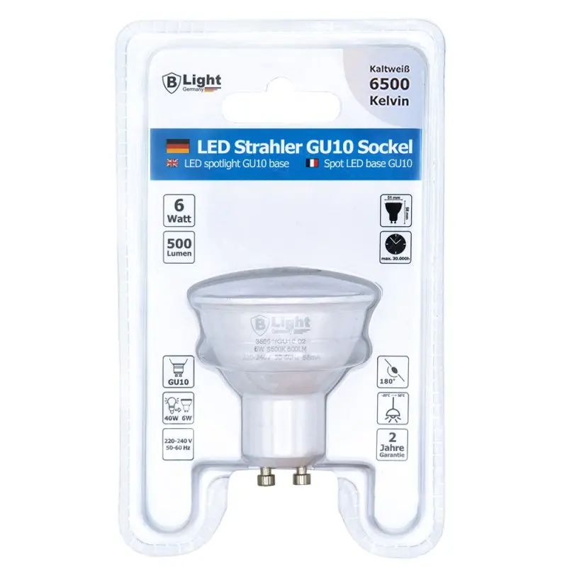 Spot LED GU10 - 5 watts - blanc froid (6500 K)