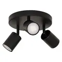 [205980A ZEN12] Vico triple ceiling light, black metal, 20 cm diameter