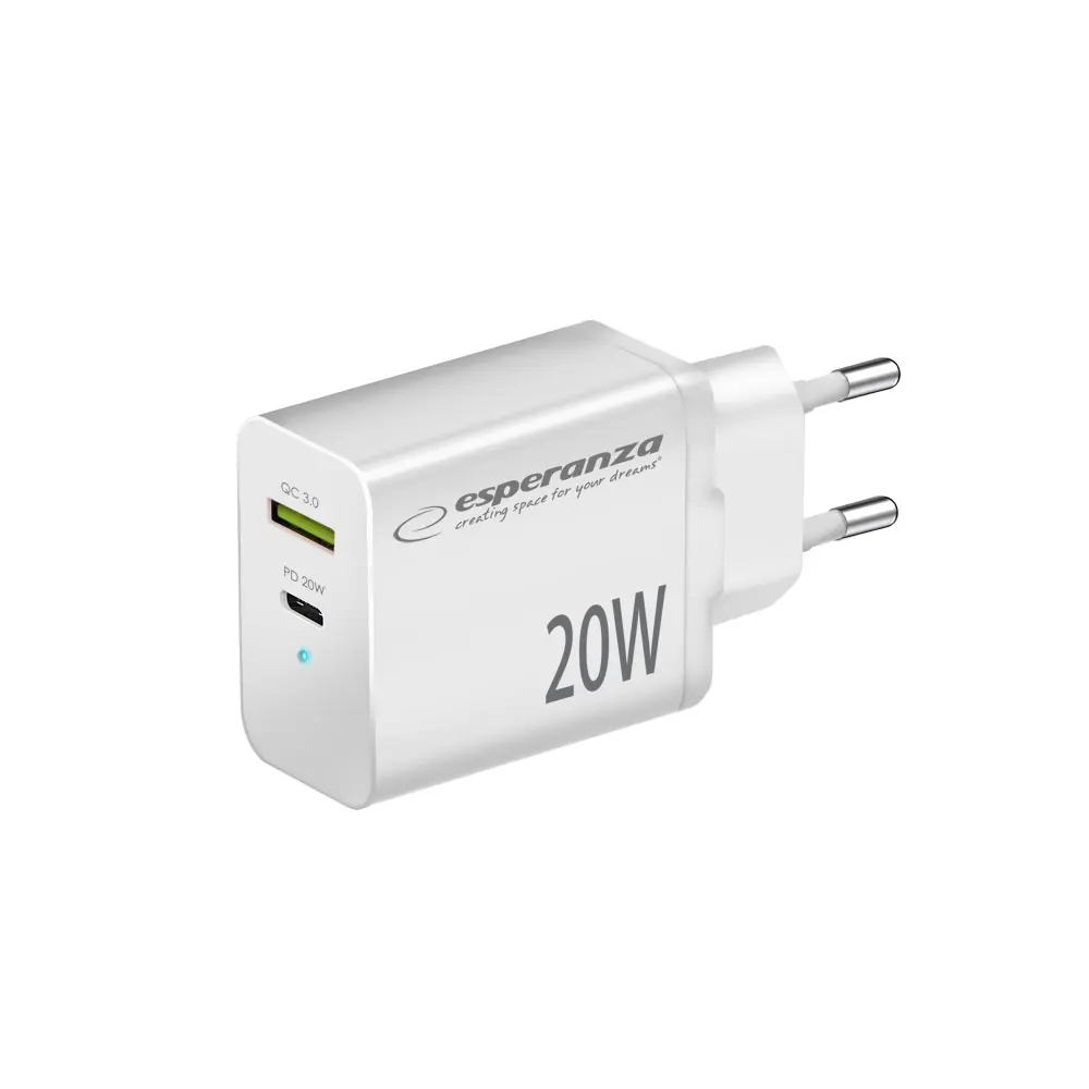 [EZC105W ZEN12  ] Chargeur mural USB-C PD 20 W / USB-A QC 3.0