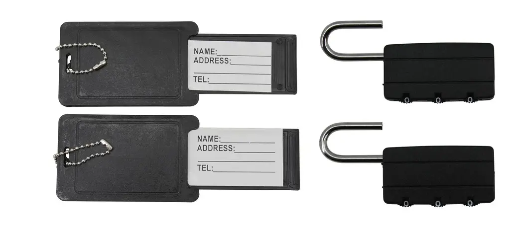 Suitcase label + padlock 4 pc