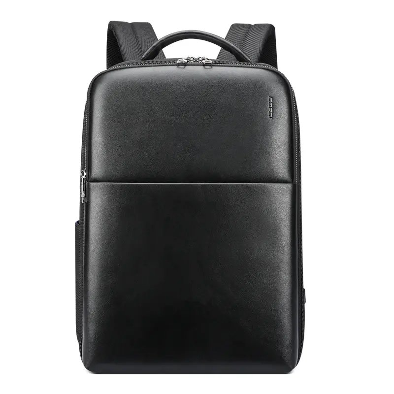 Large black leather backpack