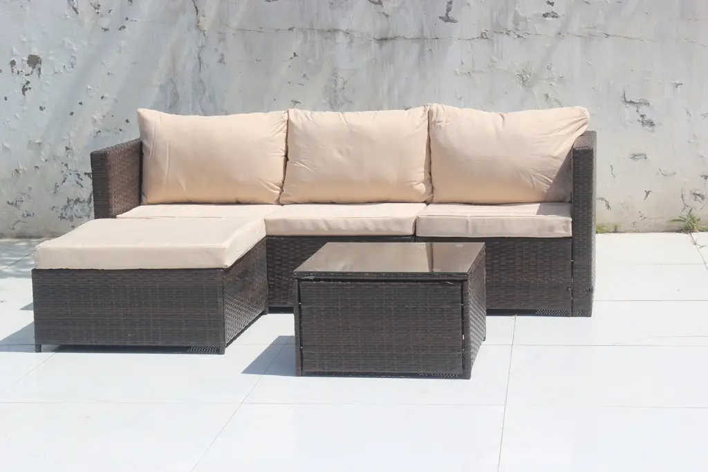 [SFS066] Large Caribbean garden furniture in brown resin