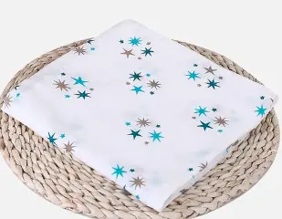 Large multifunctional organic cotton muslin blanket Stars